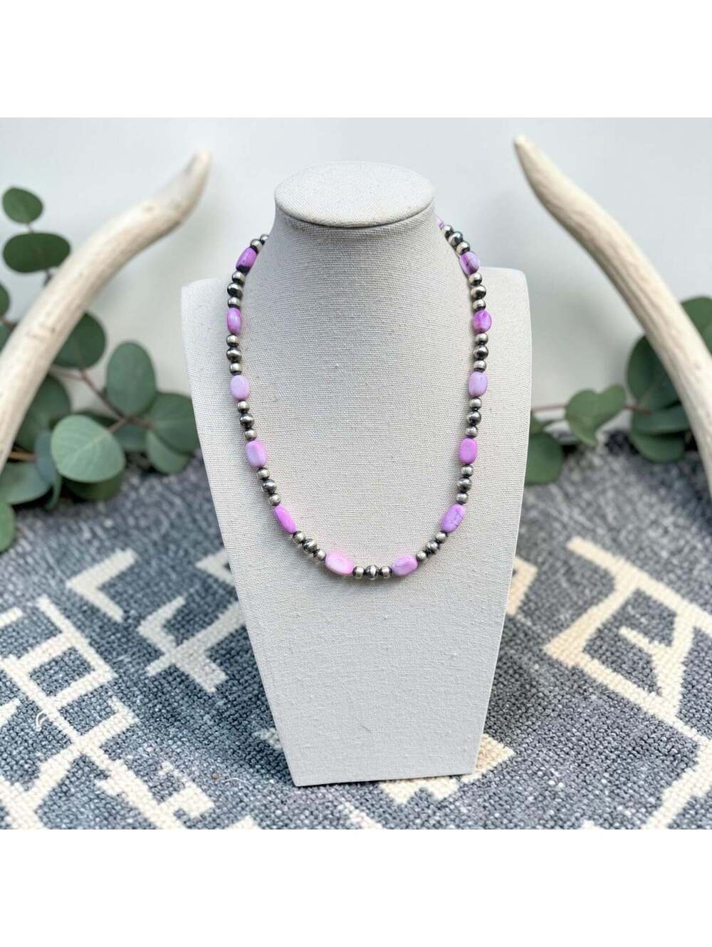 18.25" Purple Opal Necklace w/ 4-7mm Pearls